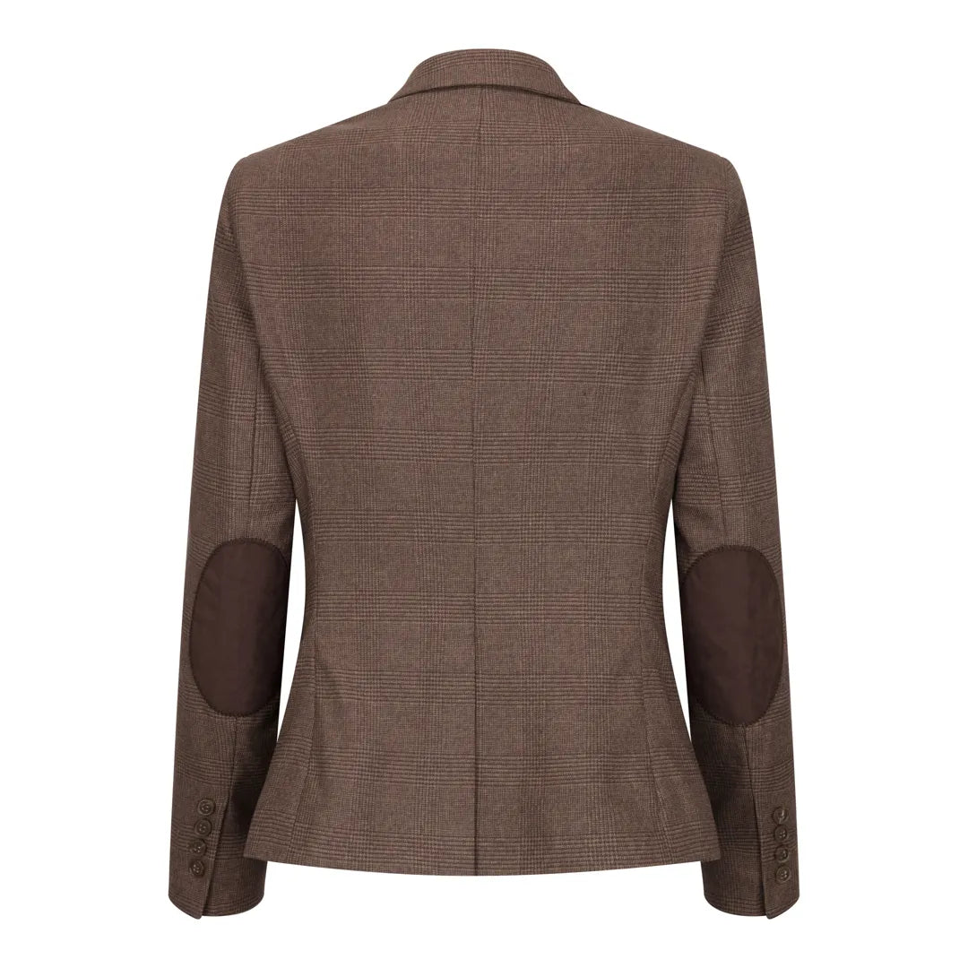 TPW50 – Brązowy damski garnitur w kratę Księcia Walii, 3-częściowy
