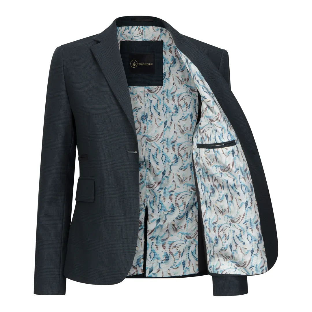 TPW53 - Zielony damski garnitur w kratę Księcia Walii, 3 częściowy