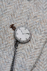 Thomas - Męski szary garnitur 3-częściowy z mieszanki wełny i tweedu