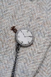 Thomas - Męski szary garnitur 3-częściowy z mieszanki wełny i tweedu