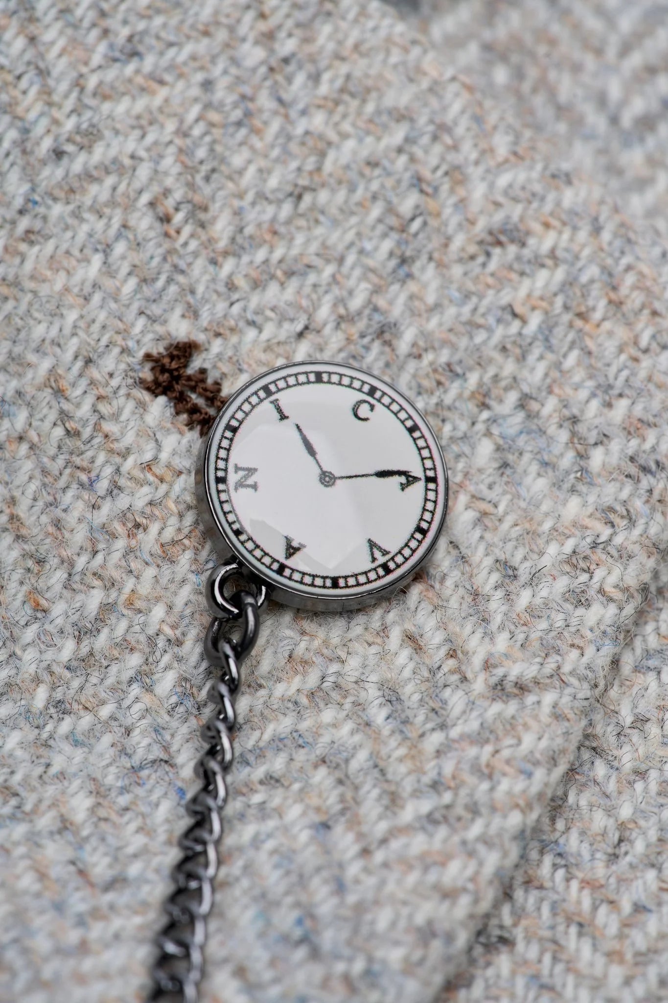 Thomas - Męski szary garnitur 3-częściowy z mieszanki wełny i tweedu