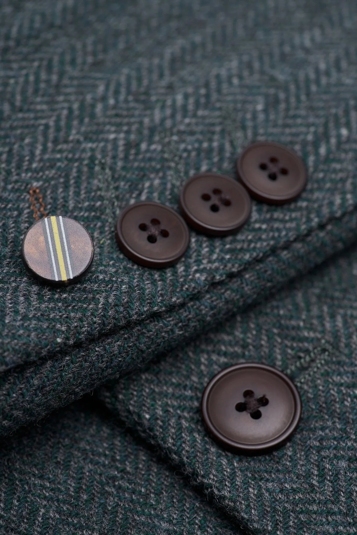 Thomas - Oliwkowozielony, 3-częściowy garnitur z mieszanki wełny i tweedu