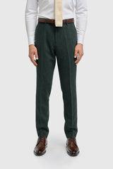 Thomas - Oliwkowozielony, 3-częściowy garnitur z mieszanki wełny i tweedu