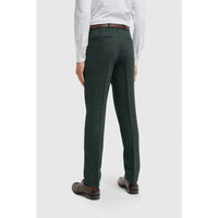 Thomas - Męskie spodnie tweedowe w jodełkę z mieszanki wełny oliwkowej