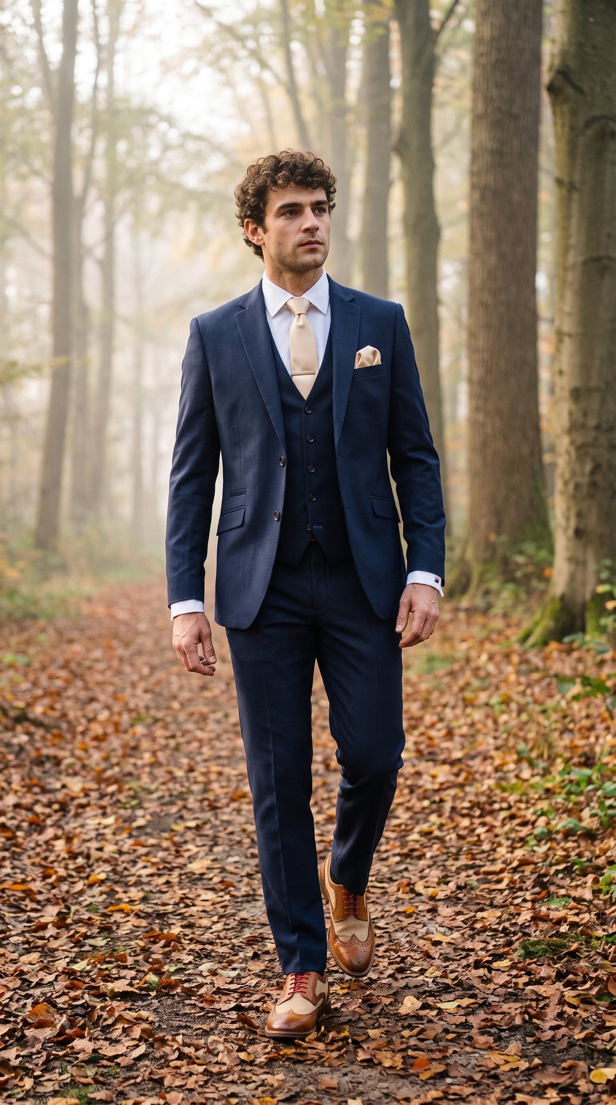 Look #496 styled with Męski granatowy garnitur szyty na miarę