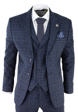 Men's Blue Tartan Check 3 Piece Suit
