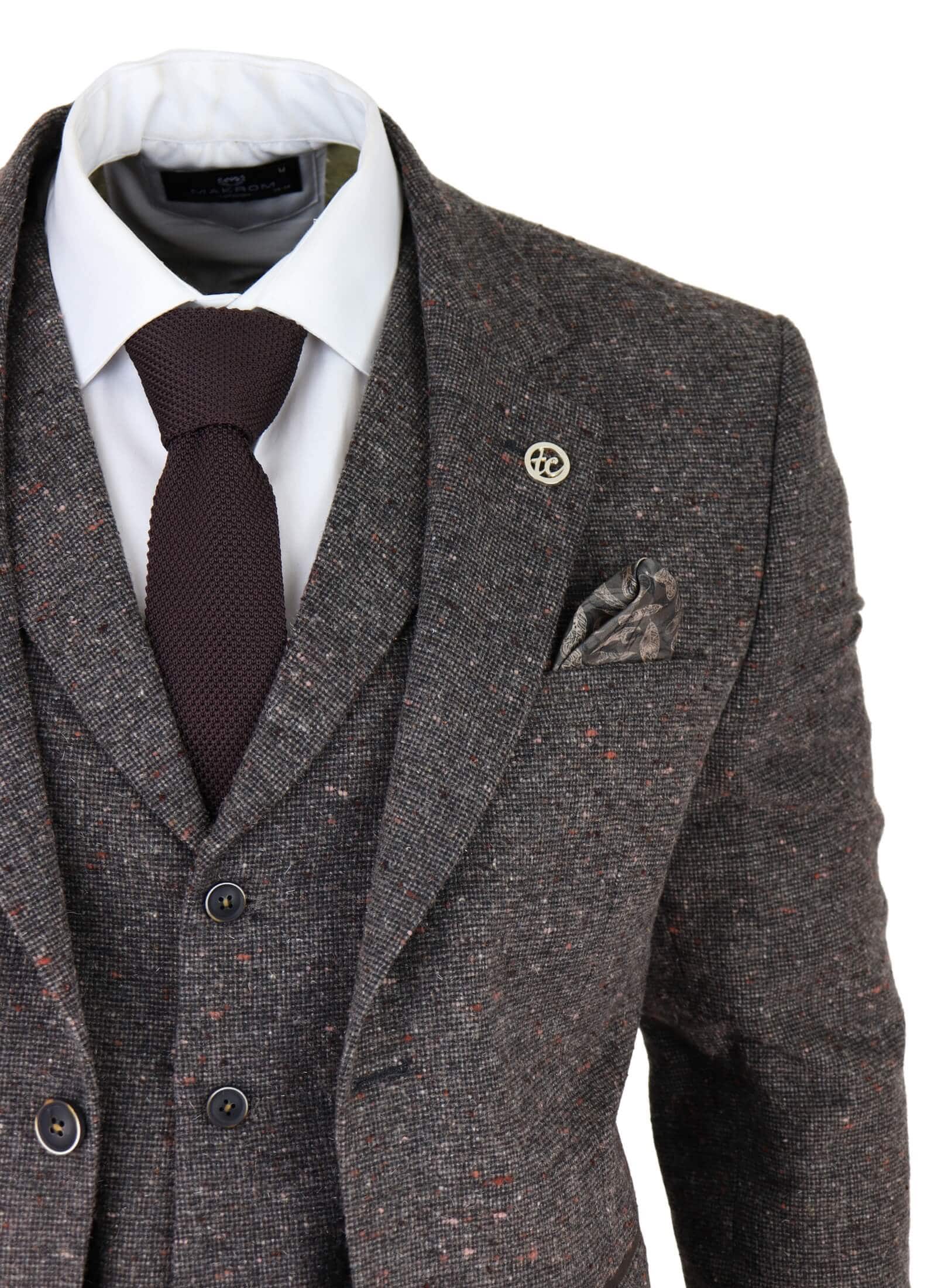 Men's Brown Tweed 3 Piece Suit