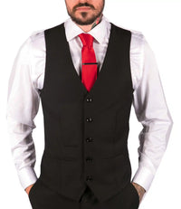 Mens Classic Black Waistcoat Funeral Wedding Office Work Smart Casual Slim Fit