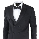 AK-22 - Men's Double Breasted Black Tuxedo Dinner Wedding Suit