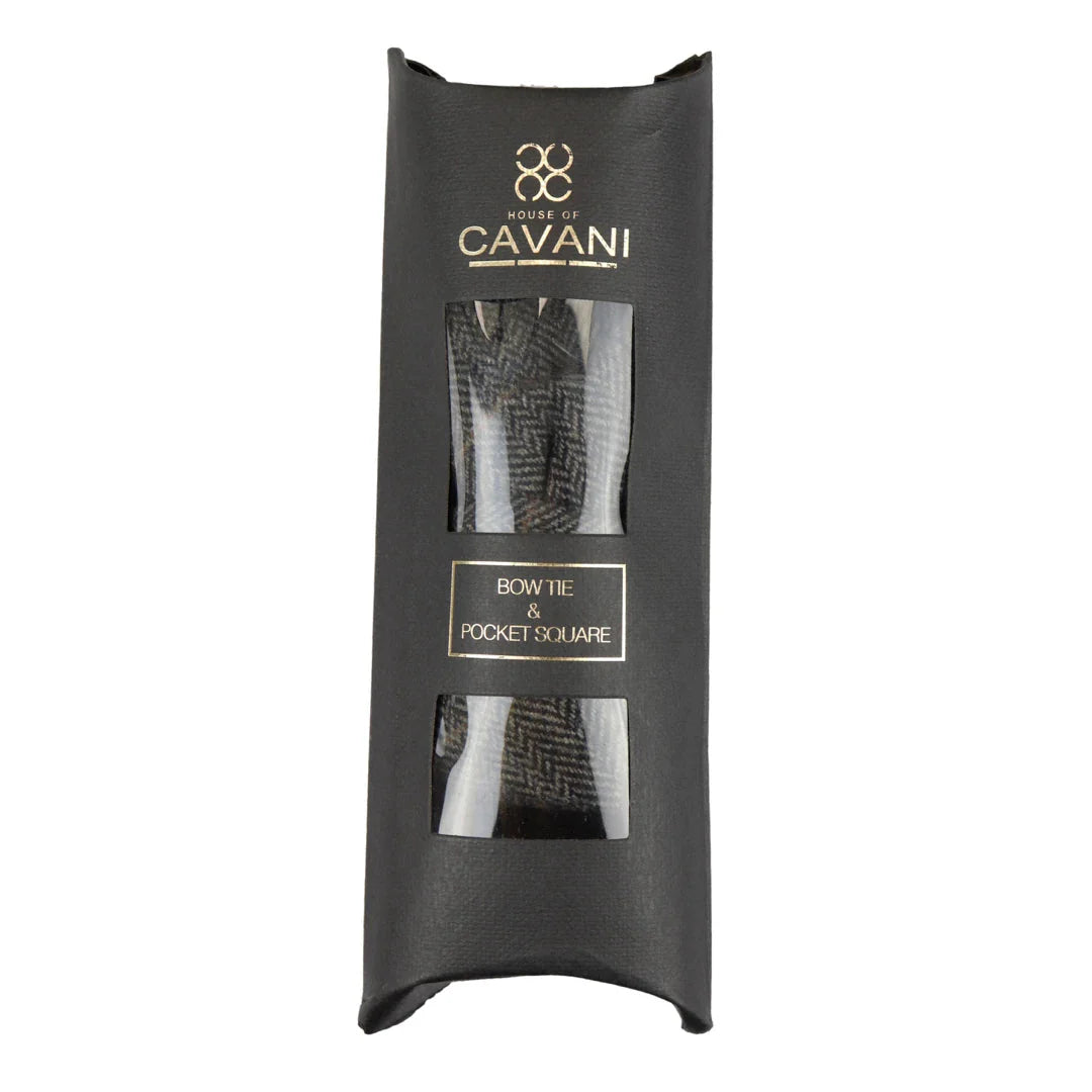 Albert - Men's Grey Herringbone Tweed Check Bow Tie