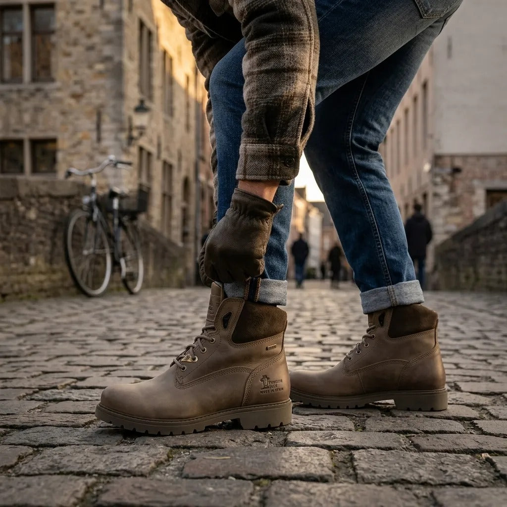 Amur GTX C32 – męskie, wodoodporne, skórzane botki w kolorze khaki