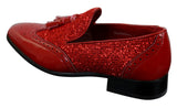 Mens Smart Party Shiny Tassle Shoes Red Silver Black Slip On Patent Leather
