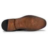 Arlo - Brązowe skórzane buty męskie typu brogs tweed