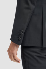 Aspen – męski czarny smoking, dwuczęściowy garnitur ślubny