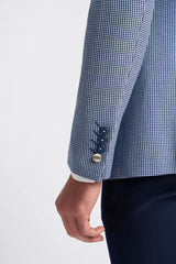 Baresi Męski 3-częściowy garnitur w kratkę w kontrastowym kolorze szarym i granatowym