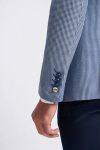 Baresi Męski 3-częściowy garnitur w kratkę w kontrastowym kolorze szarym i granatowym