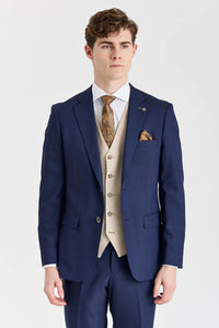 Garnitur Belmont Navy z kontrastową kamizelką Belmont Beige