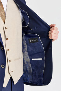 Garnitur Belmont Navy z kontrastową kamizelką Belmont Beige