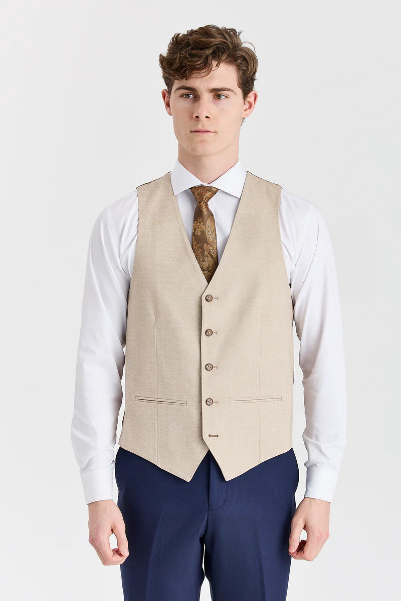 Garnitur Belmont Navy z kontrastową kamizelką Belmont Beige