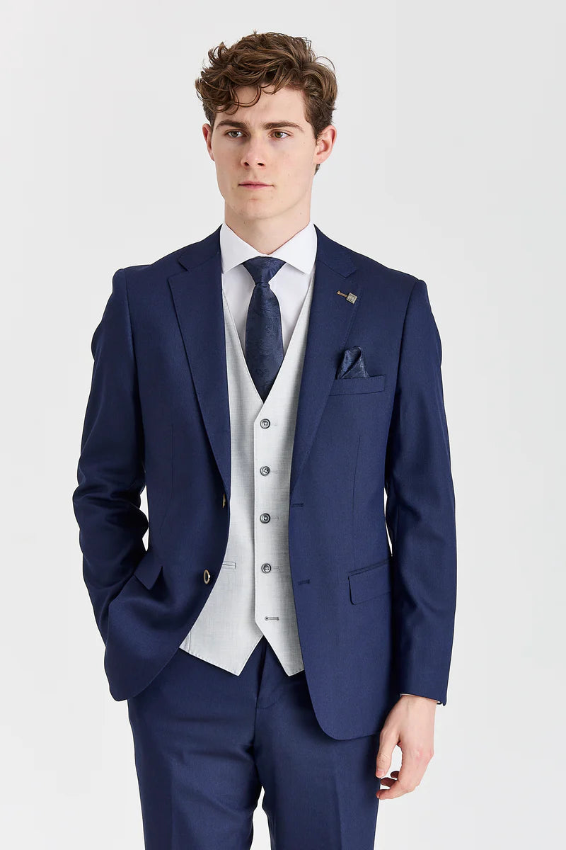 Garnitur Belmont Navy z kontrastującą kamizelką Belmont Silver