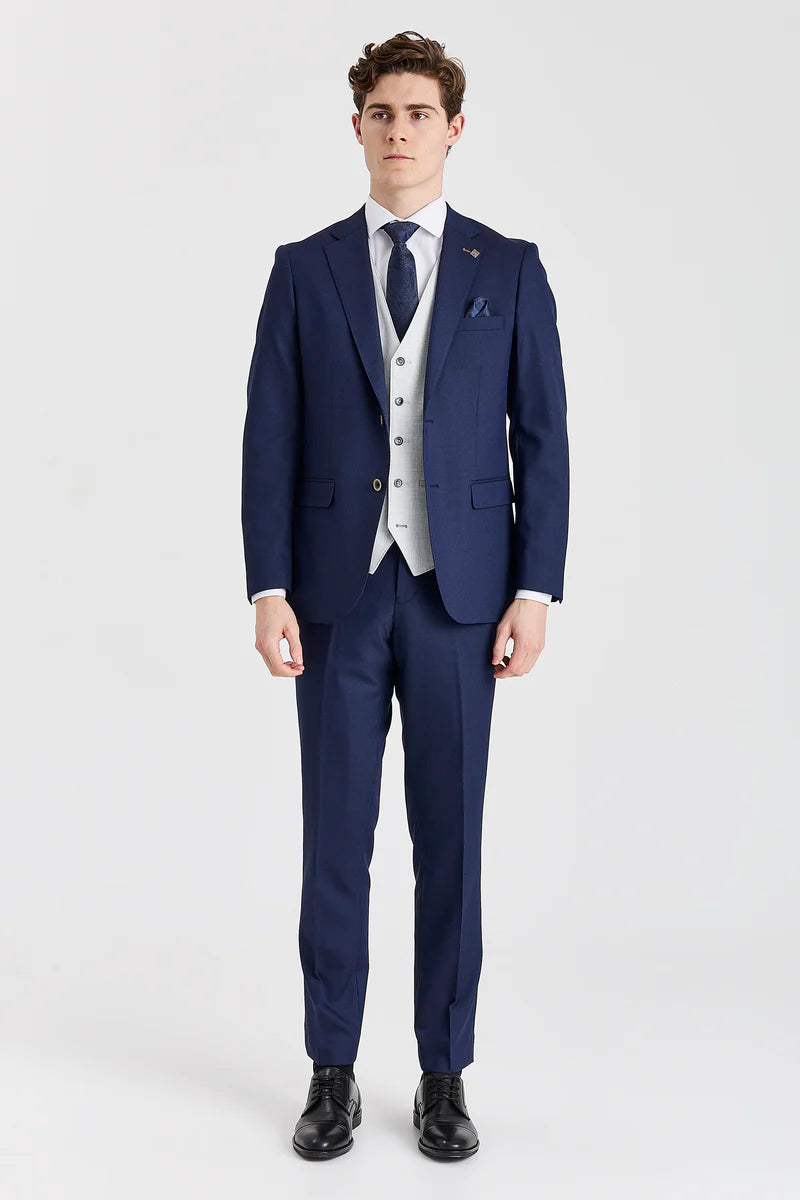 Garnitur Belmont Navy z kontrastującą kamizelką Belmont Silver