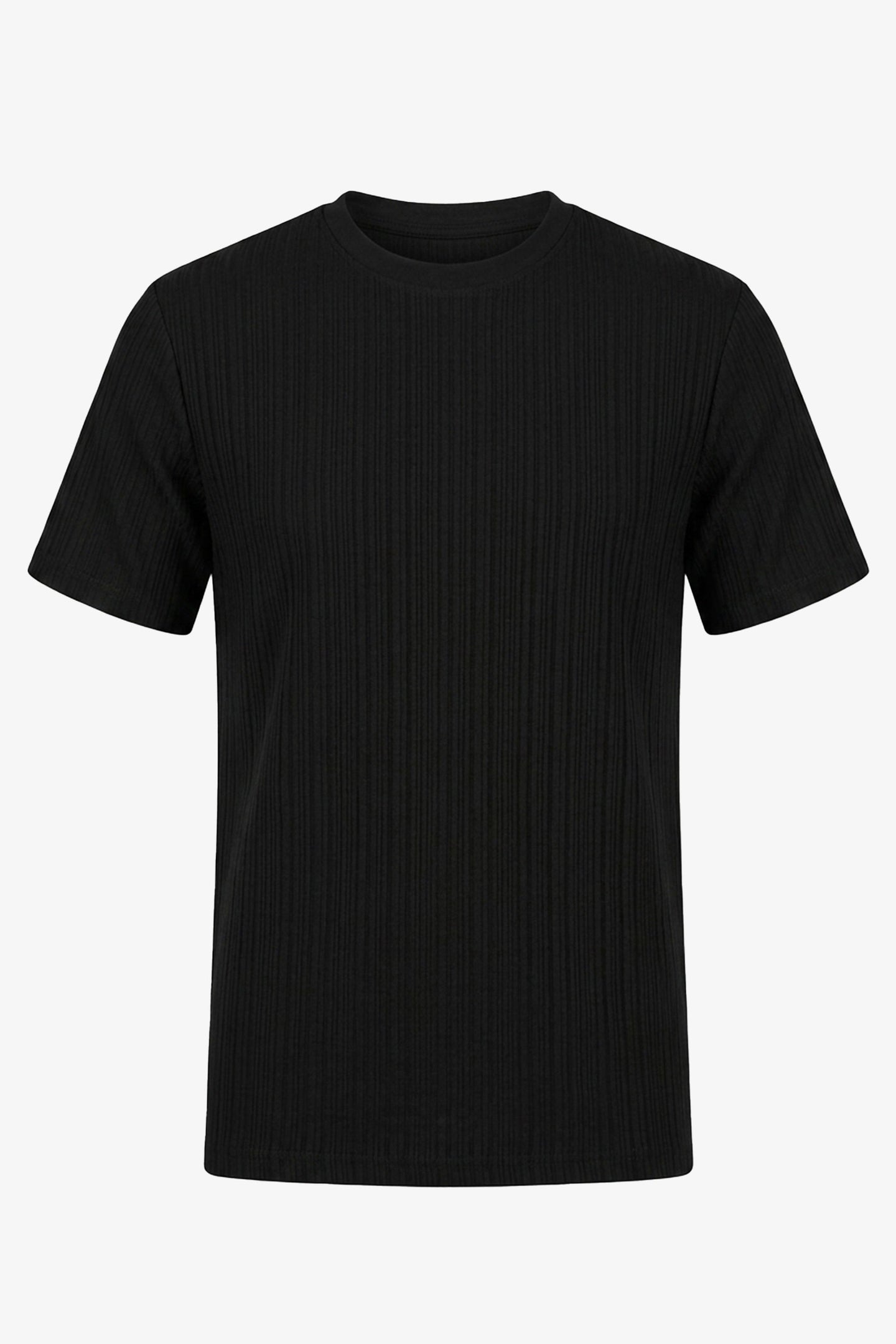 Czarny prążkowany klasyczny T-shirt męski