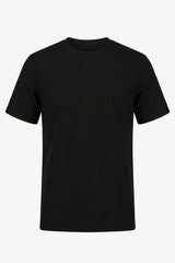 Czarny prążkowany klasyczny T-shirt męski