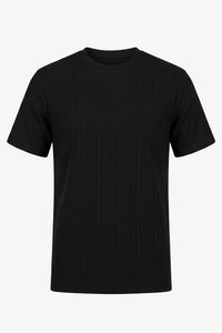 Czarny prążkowany klasyczny T-shirt męski