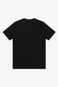 Czarny prążkowany klasyczny T-shirt męski