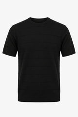 Czarny, teksturowany, dzianinowy T-shirt dla mężczyzn