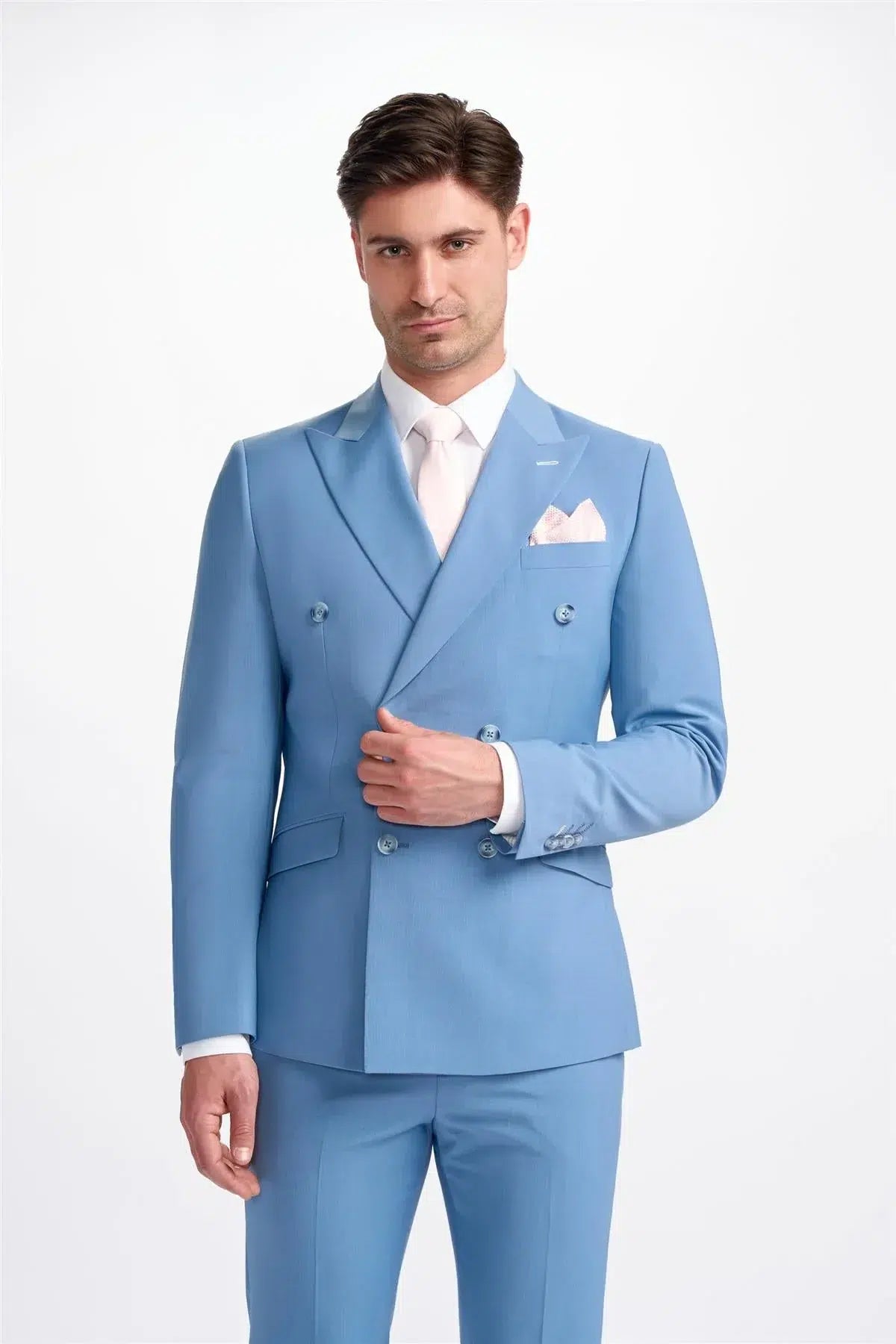 Bond - Men's Sky Blue 2 Piece Double Breasted Suit