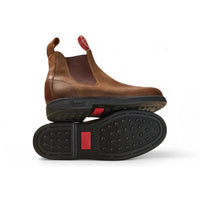 Booma 607 - Brązowe skórzane botki Chelsea