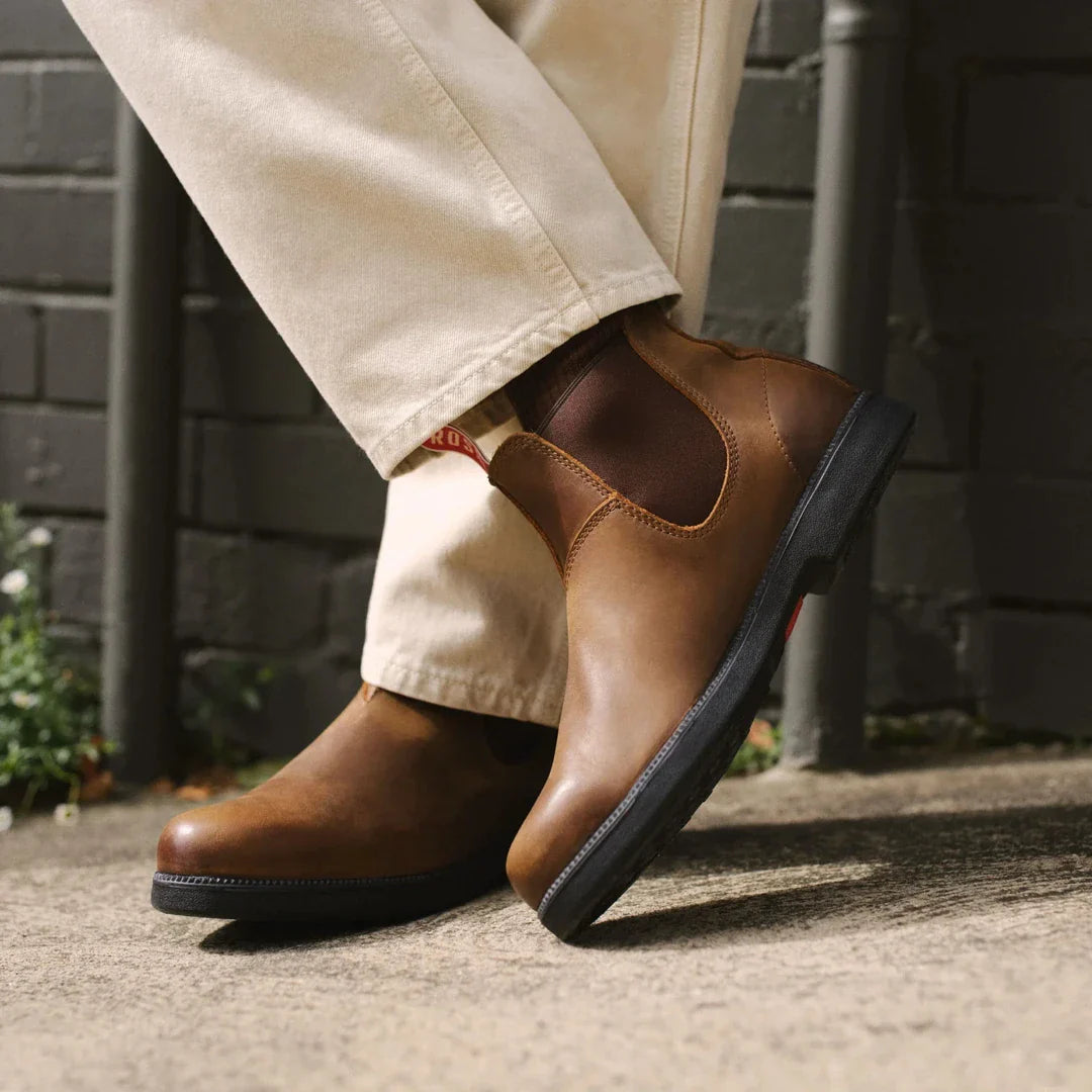 Booma 607 - Brązowe skórzane botki Chelsea