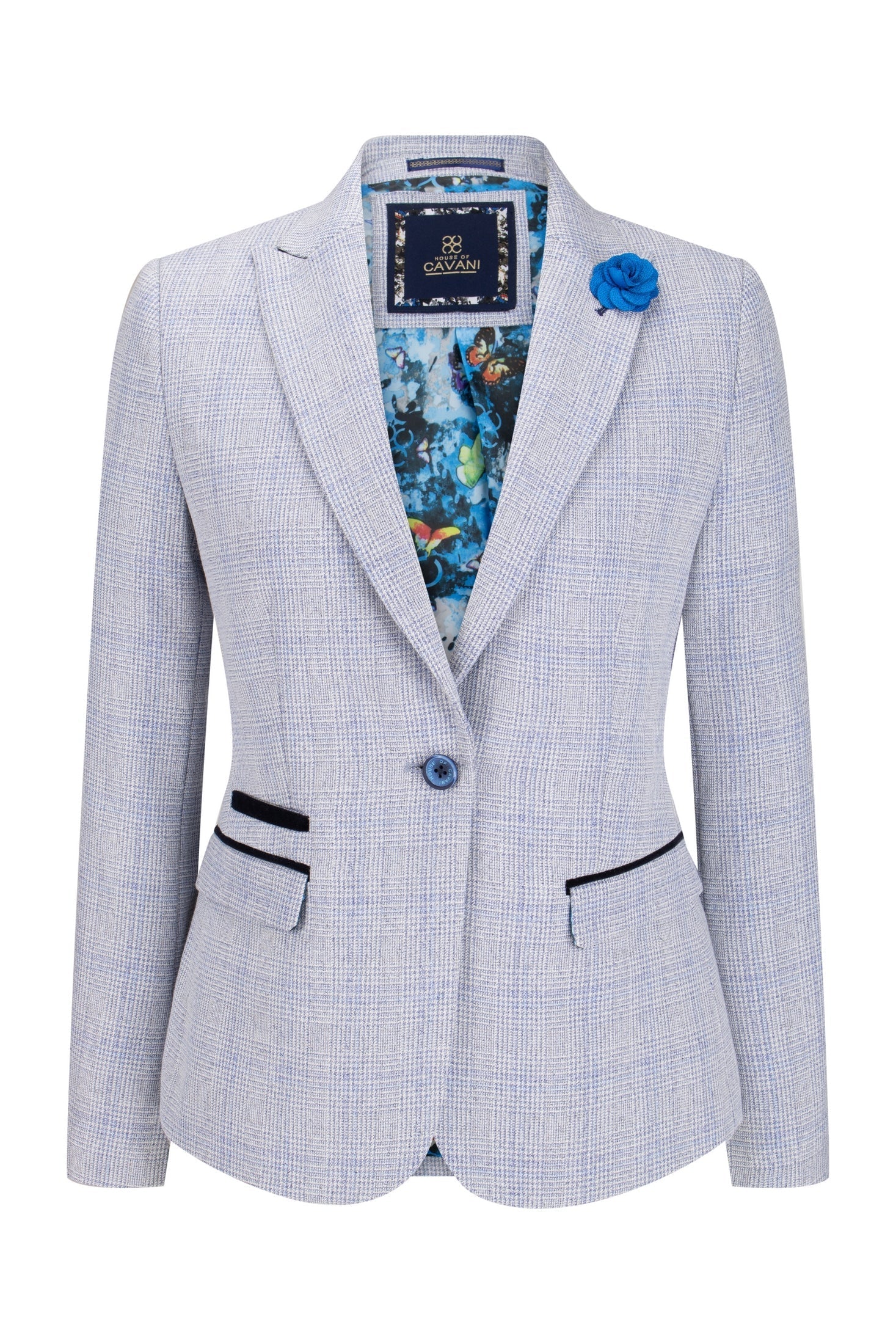 Womens Light Blue Tweed Blazer
