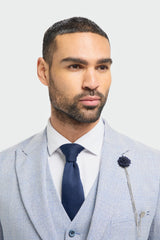 Męski 3-częściowy garnitur w kratkę tweedowy w kolorze jasnoniebieskim, dopasowany do ślubu, Peaky Classic