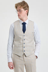 Męski kremowy garnitur ślubny 3-częściowy - Cavani Caridi