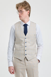 Męski kremowy garnitur ślubny 3-częściowy - Cavani Caridi