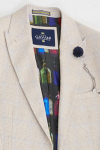 Męski kremowy garnitur ślubny 3-częściowy - Cavani Caridi