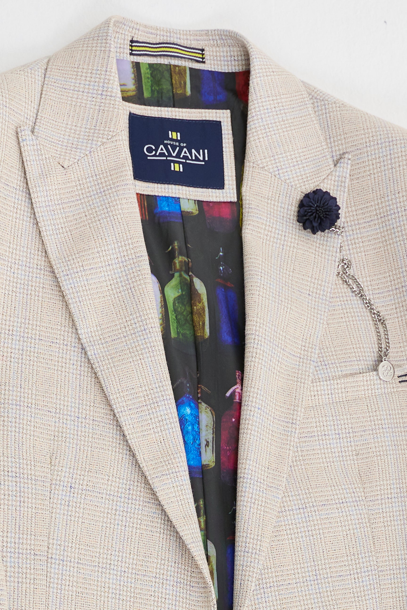 Męski kremowy garnitur ślubny 3-częściowy - Cavani Caridi