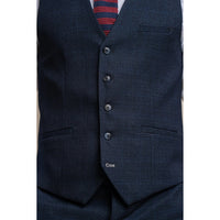 Caridi - Men's Tweed Navy Blue Waistcoat