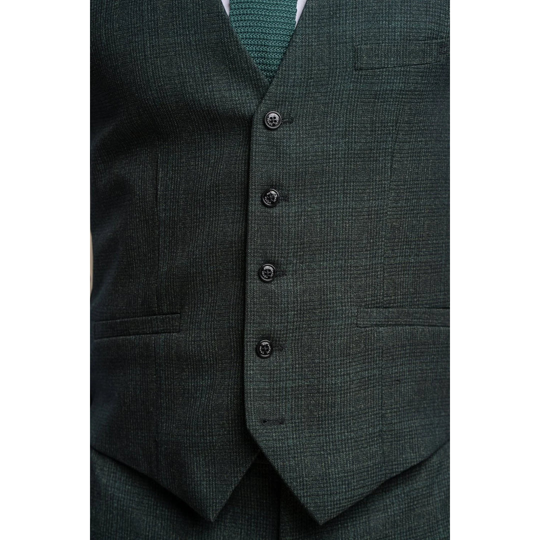 Caridi - Men's Olive Green Tweed Waistcoat