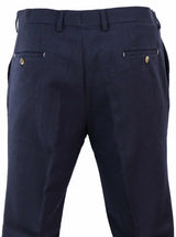 Mens Vintage Tweed Suit Trousers - Navy