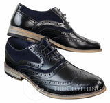 Mens Real Leather & Suede Laced Gatsby Brouges Smart Casual Designer Retro Shoes