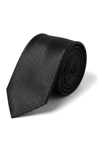 Krawat Cavani Satin - Męski krawat satynowy z jedwabiu, chusteczka i spinka do krawata w kropki, ślub, bal, biuro