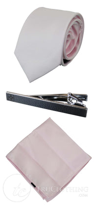 Cavani Satin Tie - Mens Matching Satin Silk Tie Hanky Hankerchief & Tie Clip Polka Dot Wedding Prom Office