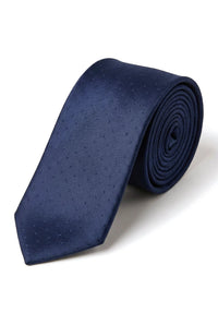 Krawat Cavani Satin - Męski krawat satynowy z jedwabiu, chusteczka i spinka do krawata w kropki, ślub, bal, biuro