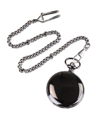 Classic 1920's Style Pocket Black Watch with Chain