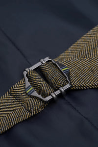 Damon - Męska dwurzędowa kamizelka w kolorze oliwkowo-zielonym