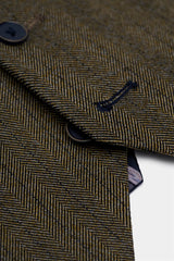 Damon - Męska dwurzędowa kamizelka w kolorze oliwkowo-zielonym