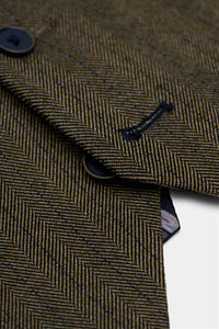 Damon - Męska dwurzędowa kamizelka w kolorze oliwkowo-zielonym